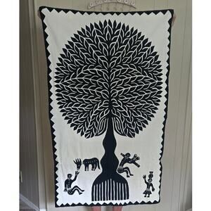 Tilonia Wall Hanging Tree of Life Black/White Tapestry